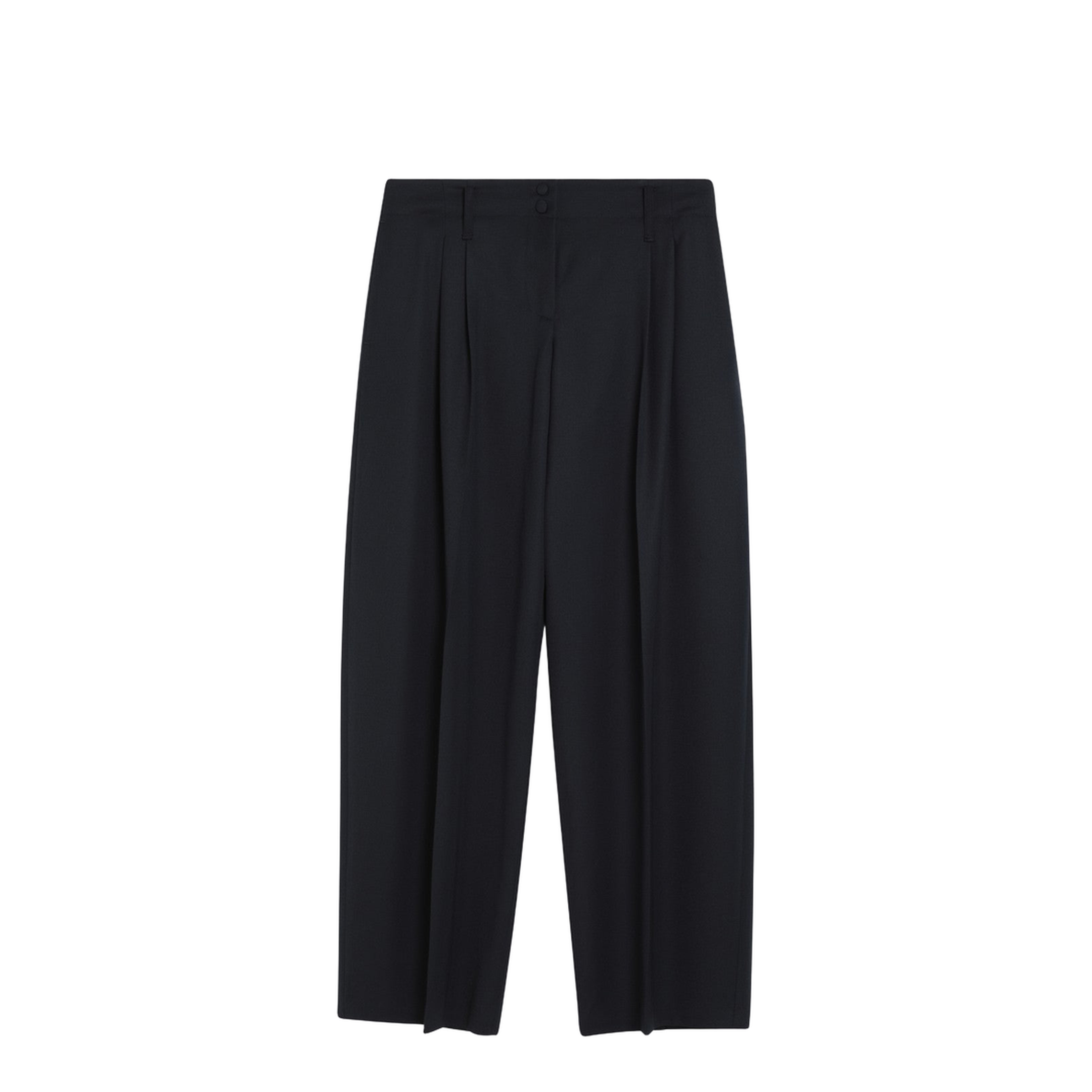 Navy Blue Wool Wide-Leg Pant