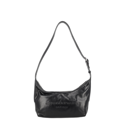 Punch Cow Leather Shoulder Bag - Black