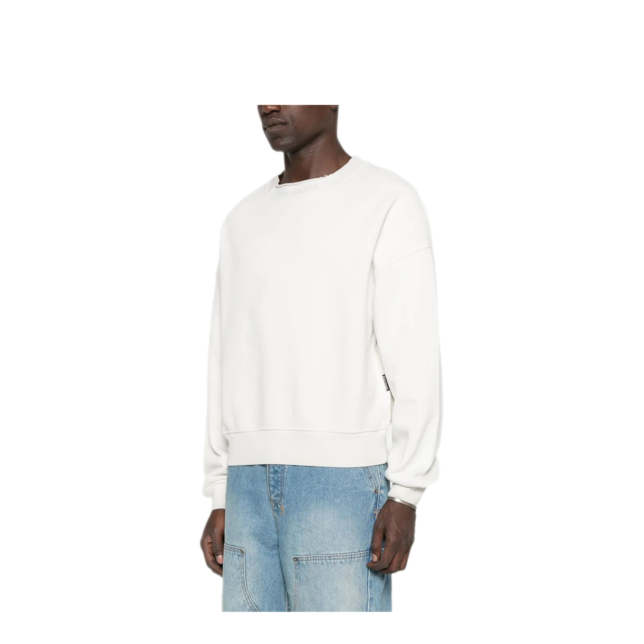 MAYFEYR - Palm Angels - Curved Logo Loose Collar Crew Off White - PMBA08KF25FLE001030B