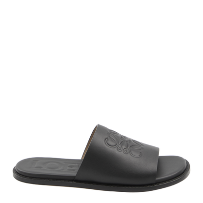 Flex Anagram Slide in Soft Calfskin Black