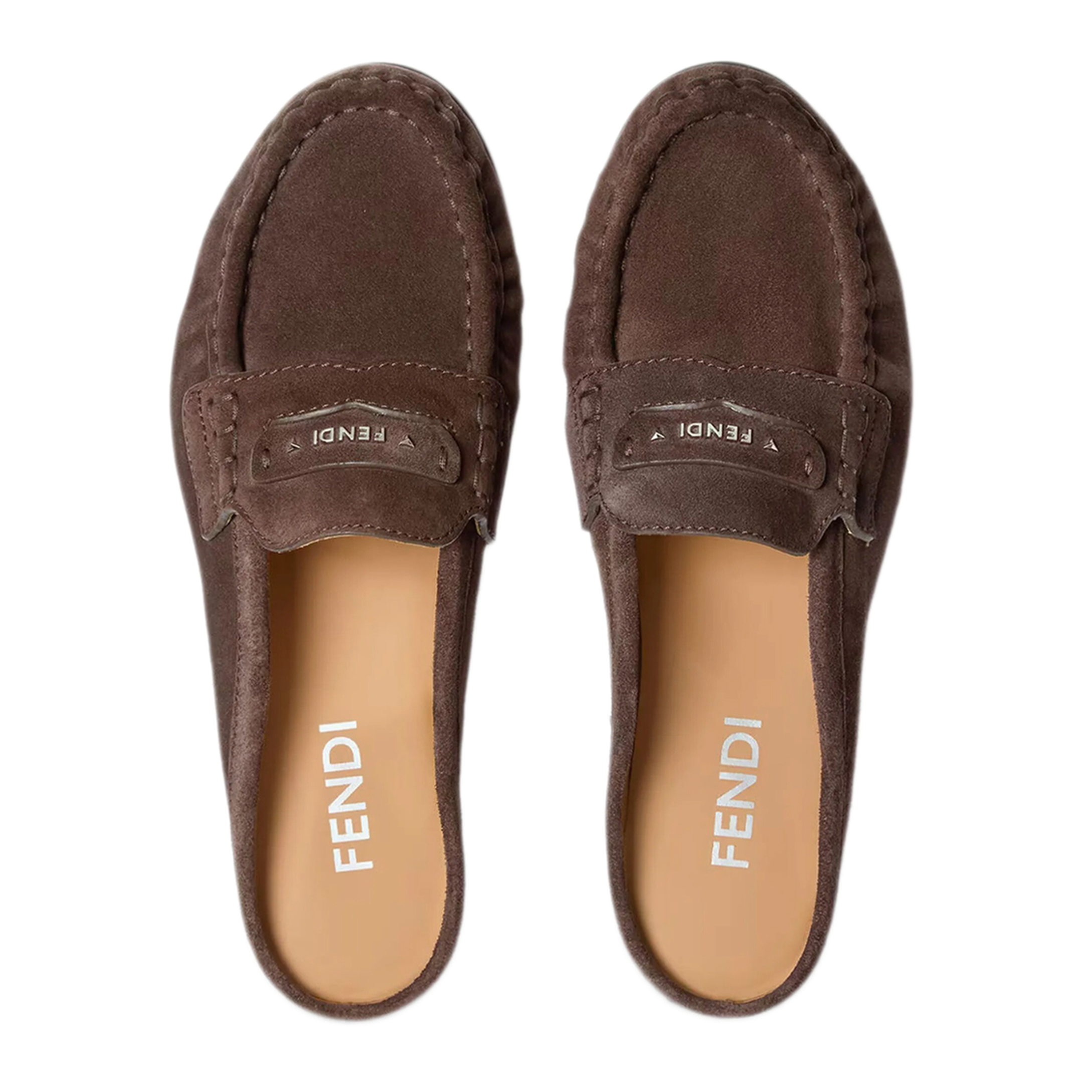 MAYFEYR - Fendi - Brown Suede Moccasin Mules - 8R9194QK9F1UV7