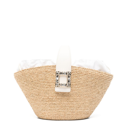 Viv' Skate Raffia Shopping Bag - Natural / White