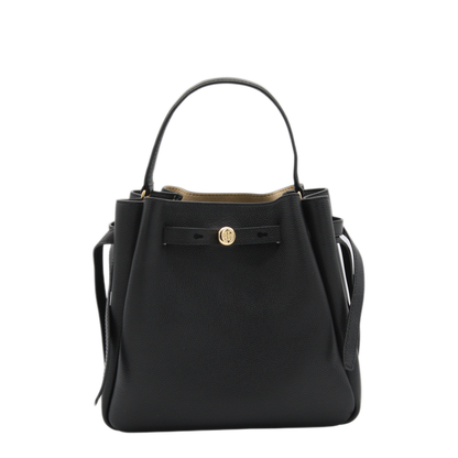 Romy Pebbled Leather Bucket Bag - Black