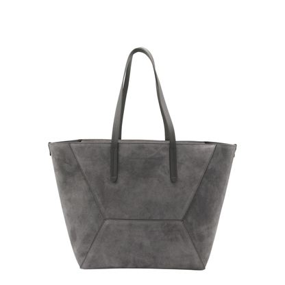 Duo Medium Suede Shopper Tote - Grigio
