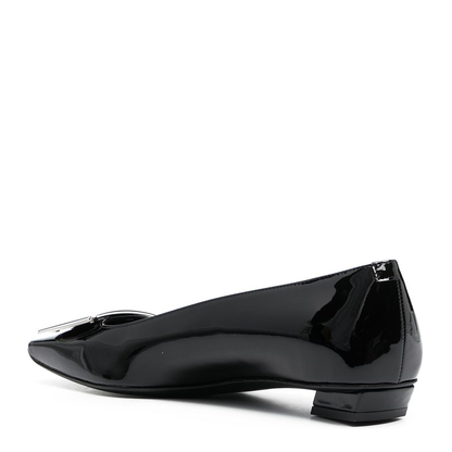 Black Patent Leather Low Block Heel