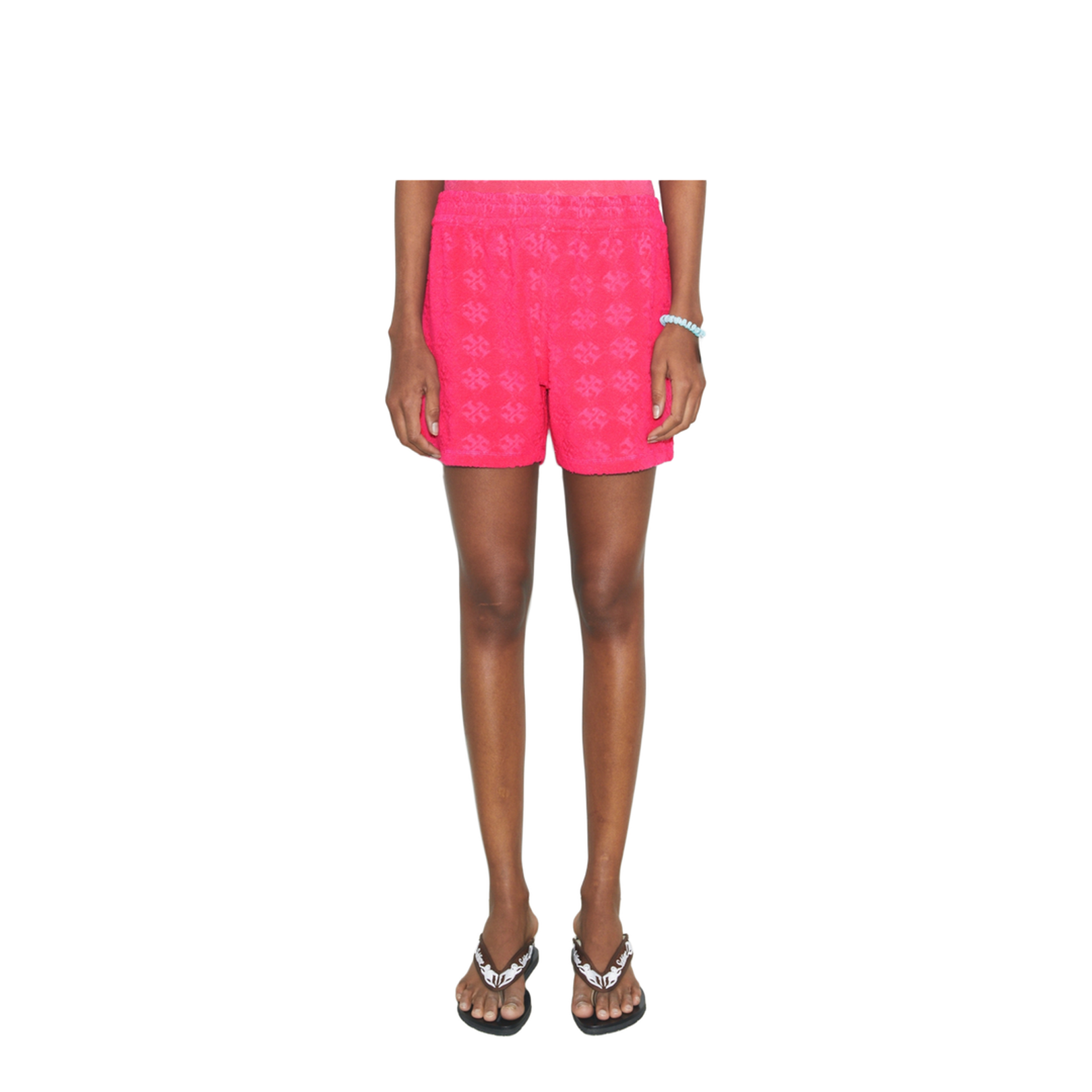 Terry Pink Shorts with Elastic Waist