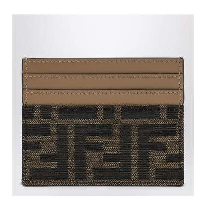 Baguette Card Case in Brown FF Jacquard Fabric