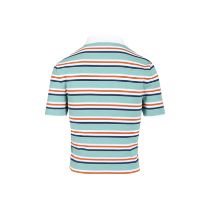 MAYFEYR - Celine - C Line Light Blue Cropped Polo Shirt - RY0UL3B21GFY6