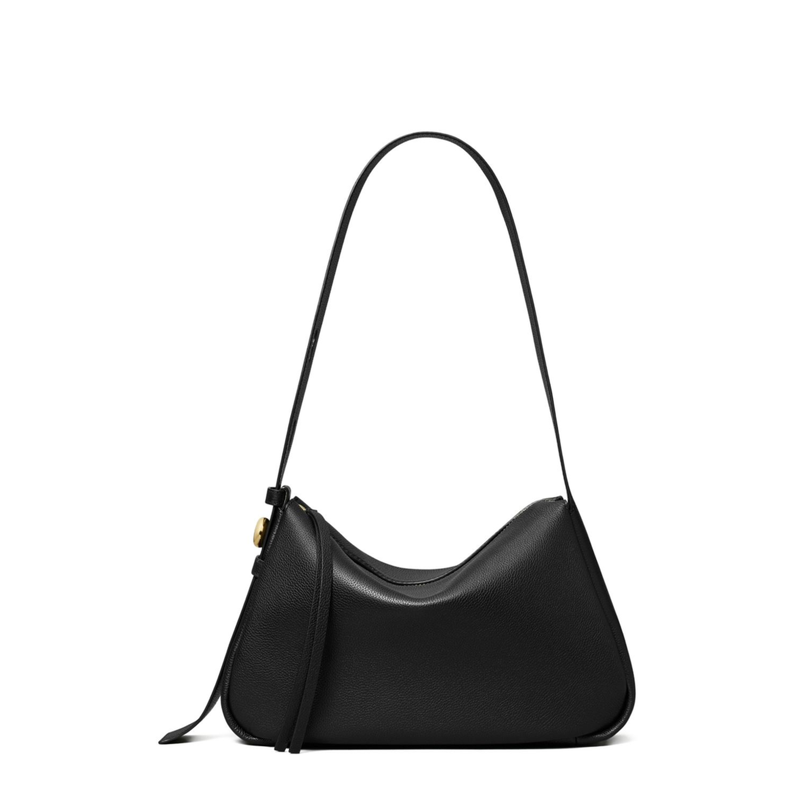 Romy Leather Shoulder Bag in Black
