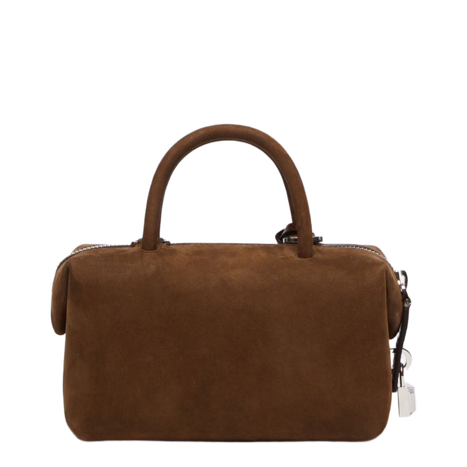Small Nubuck Leather Bowler Bag, Dark Brown
