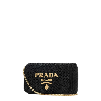 Black Raffia Crossbody Bag