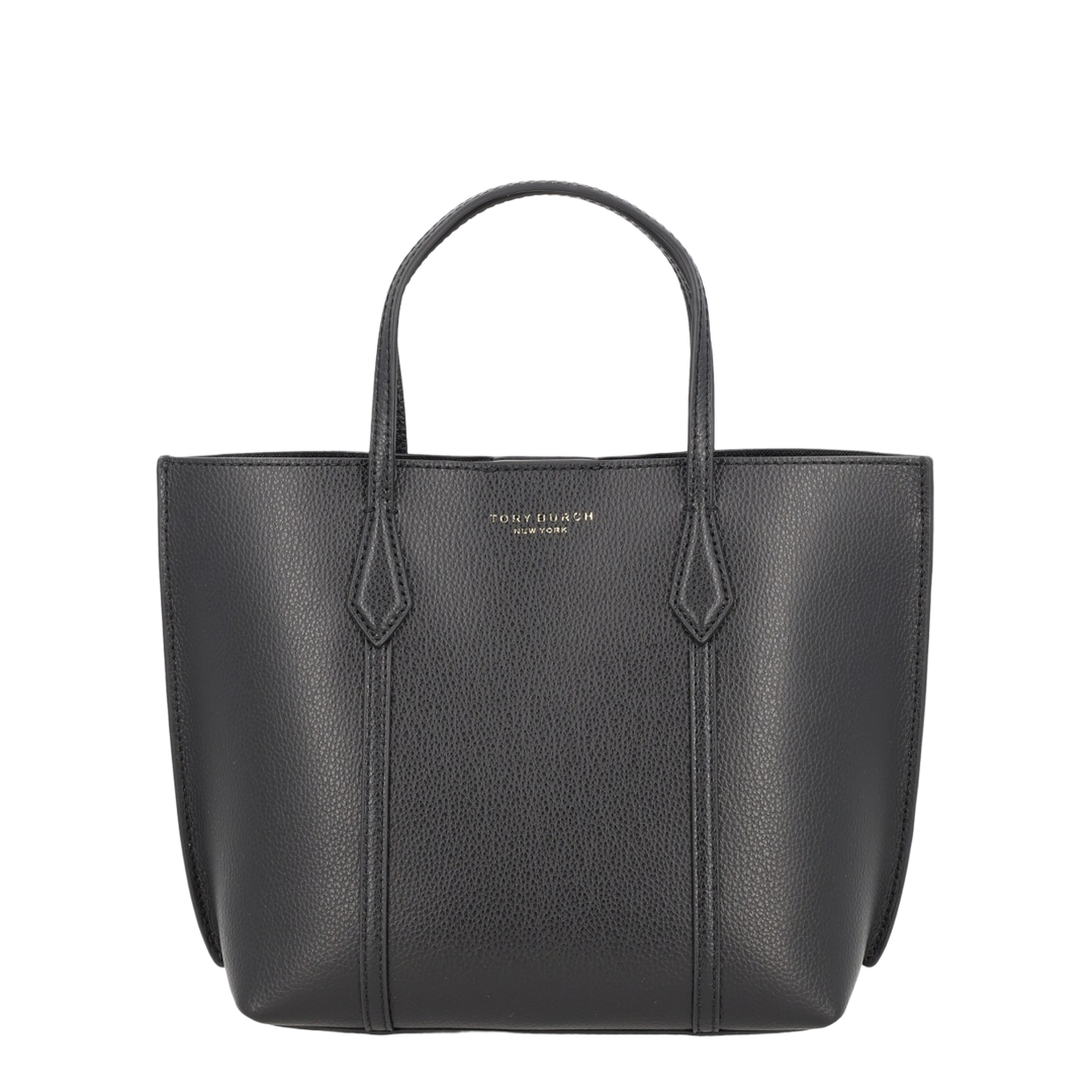 Perry Small Grained Leather Tote - Black