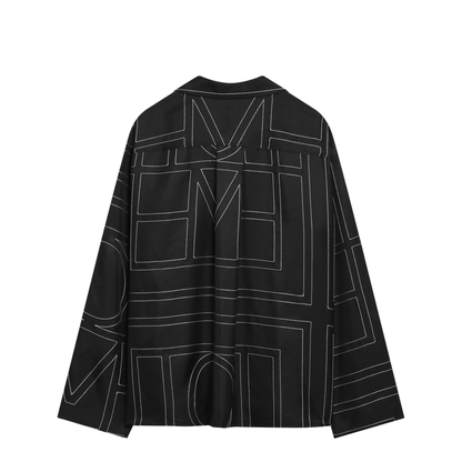 MAYFEYR - Toteme - Black Monogram Silk Pajama Shirt - 213-755T707925