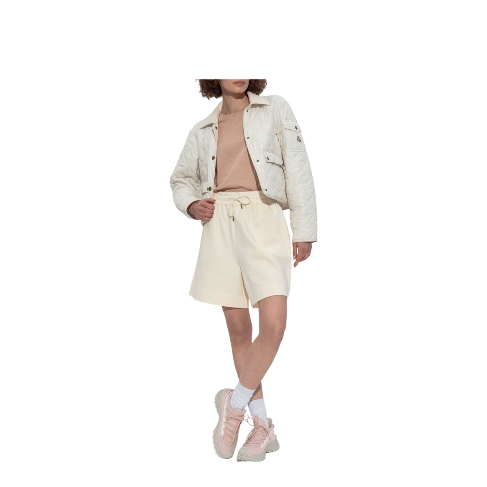 White Chitre Diamond-Quilted Padded Shirt Jacket