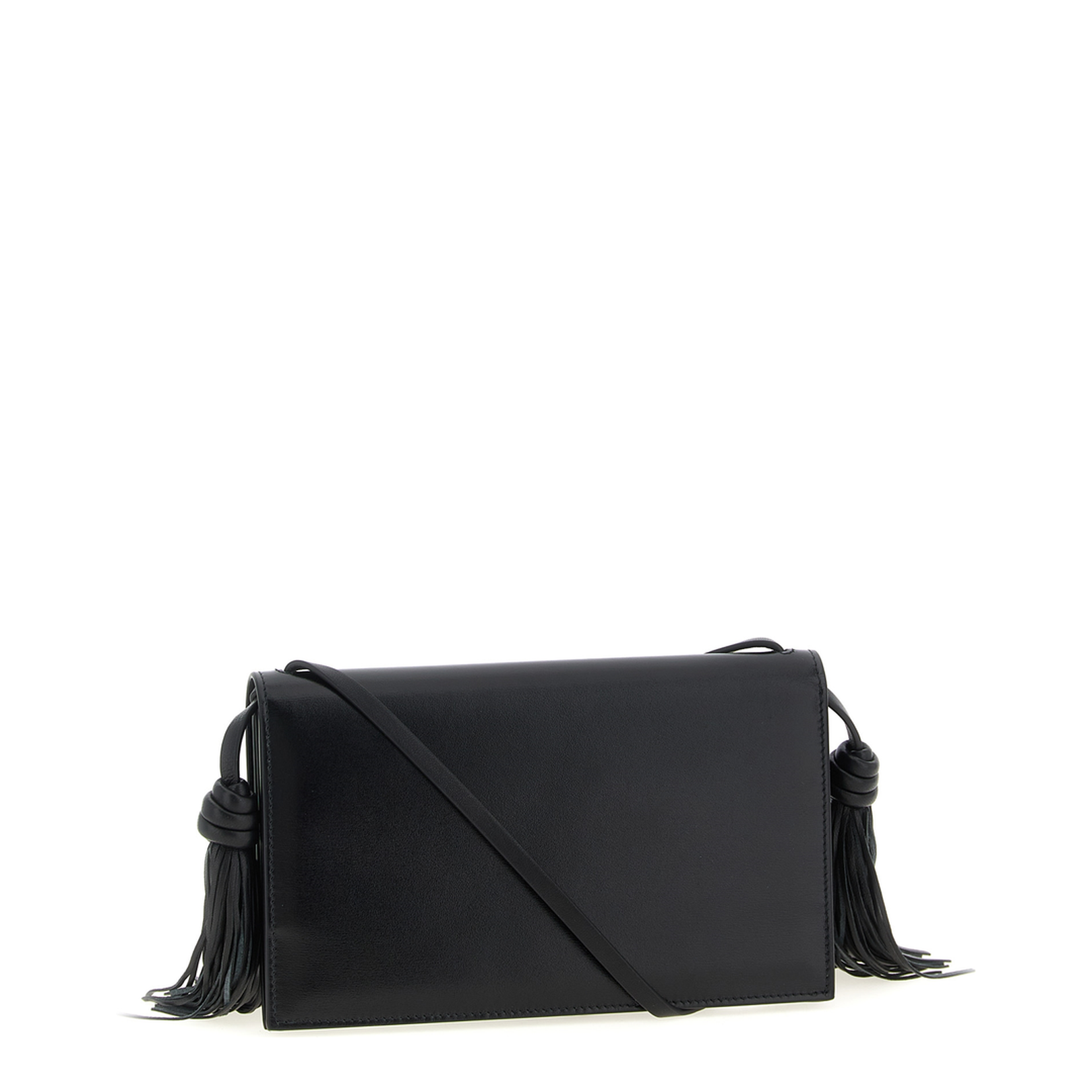 Leather Crossbody Bag with Side Tassels