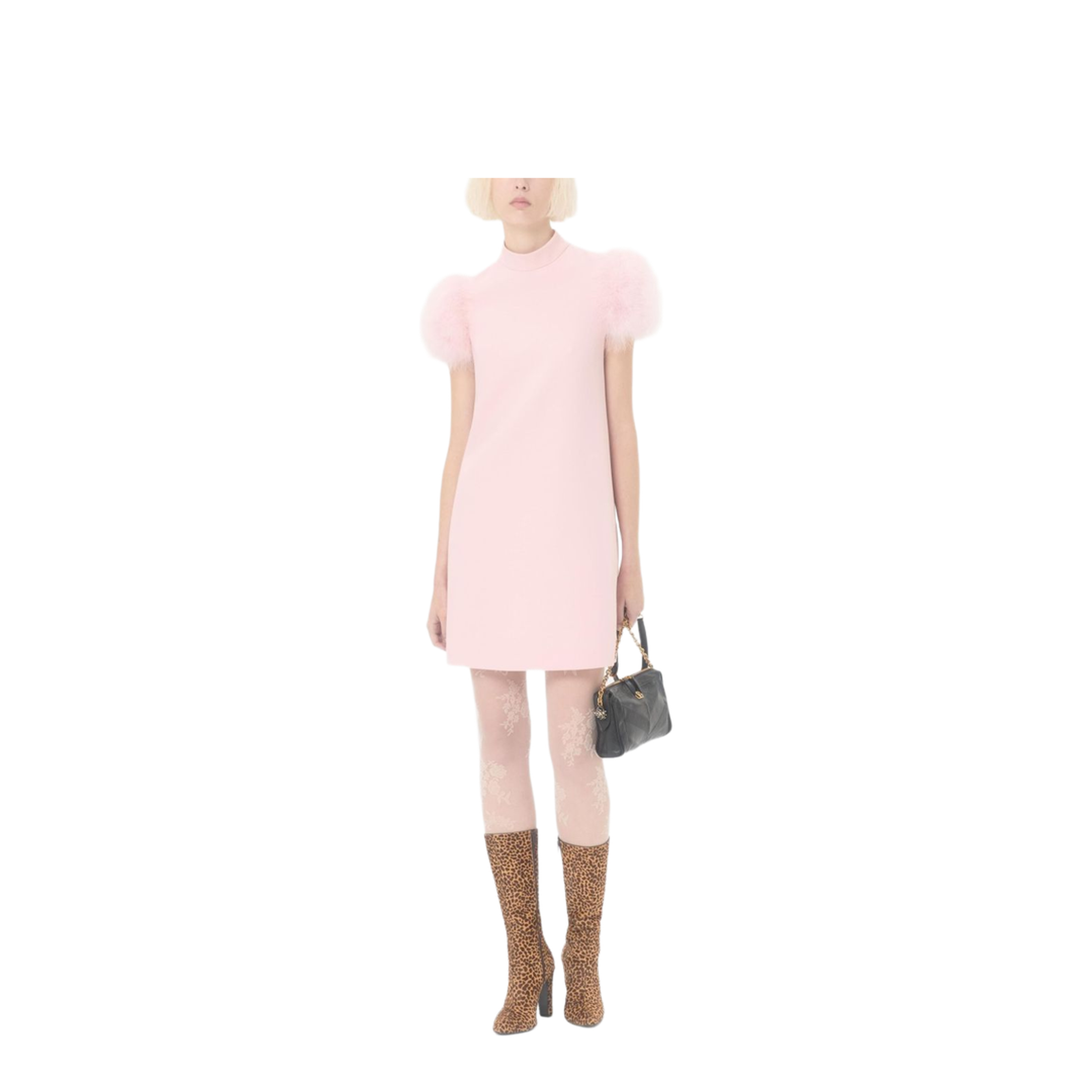 Bow Detail Wool and Silk Mini Dress