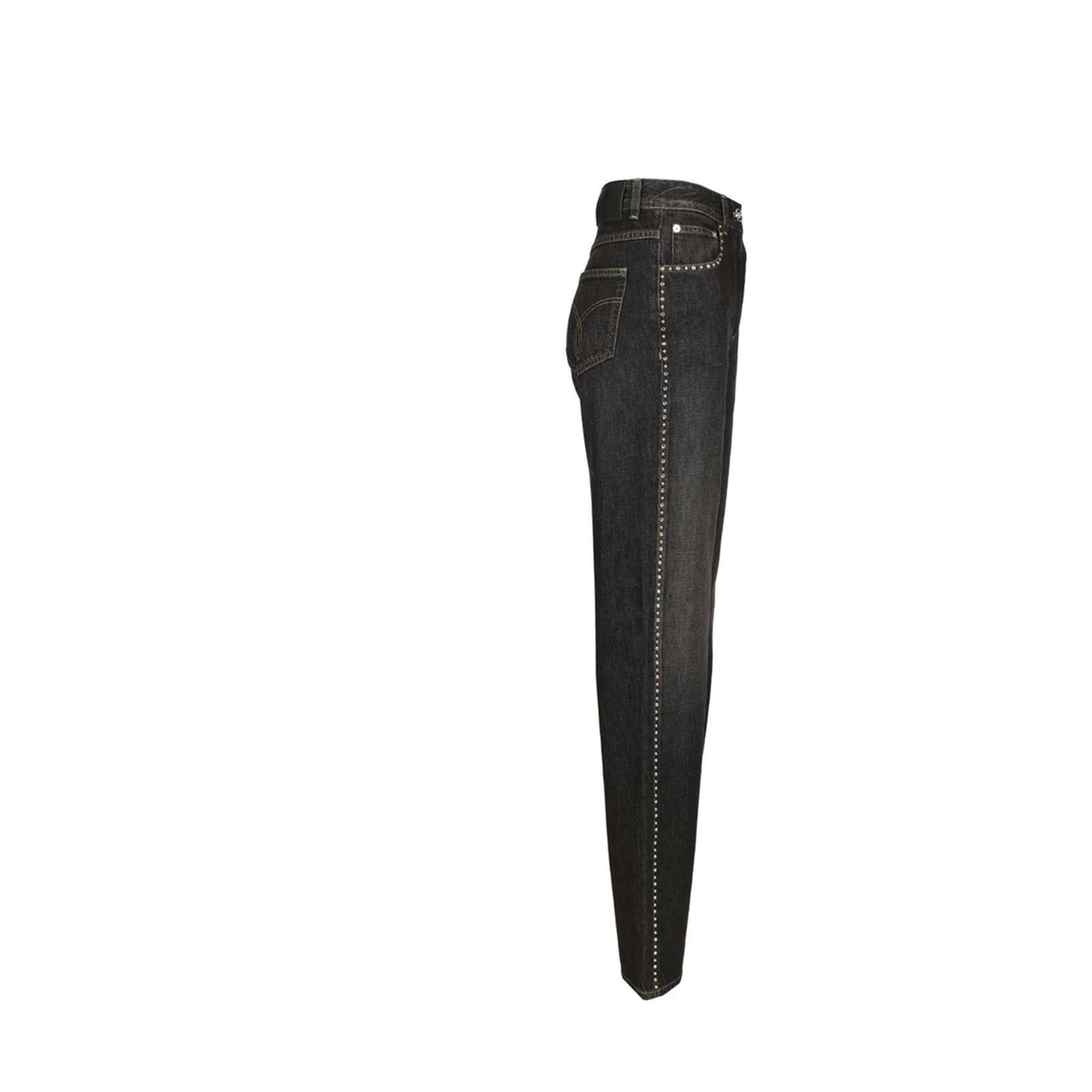 Denim Pants With Studs - Black