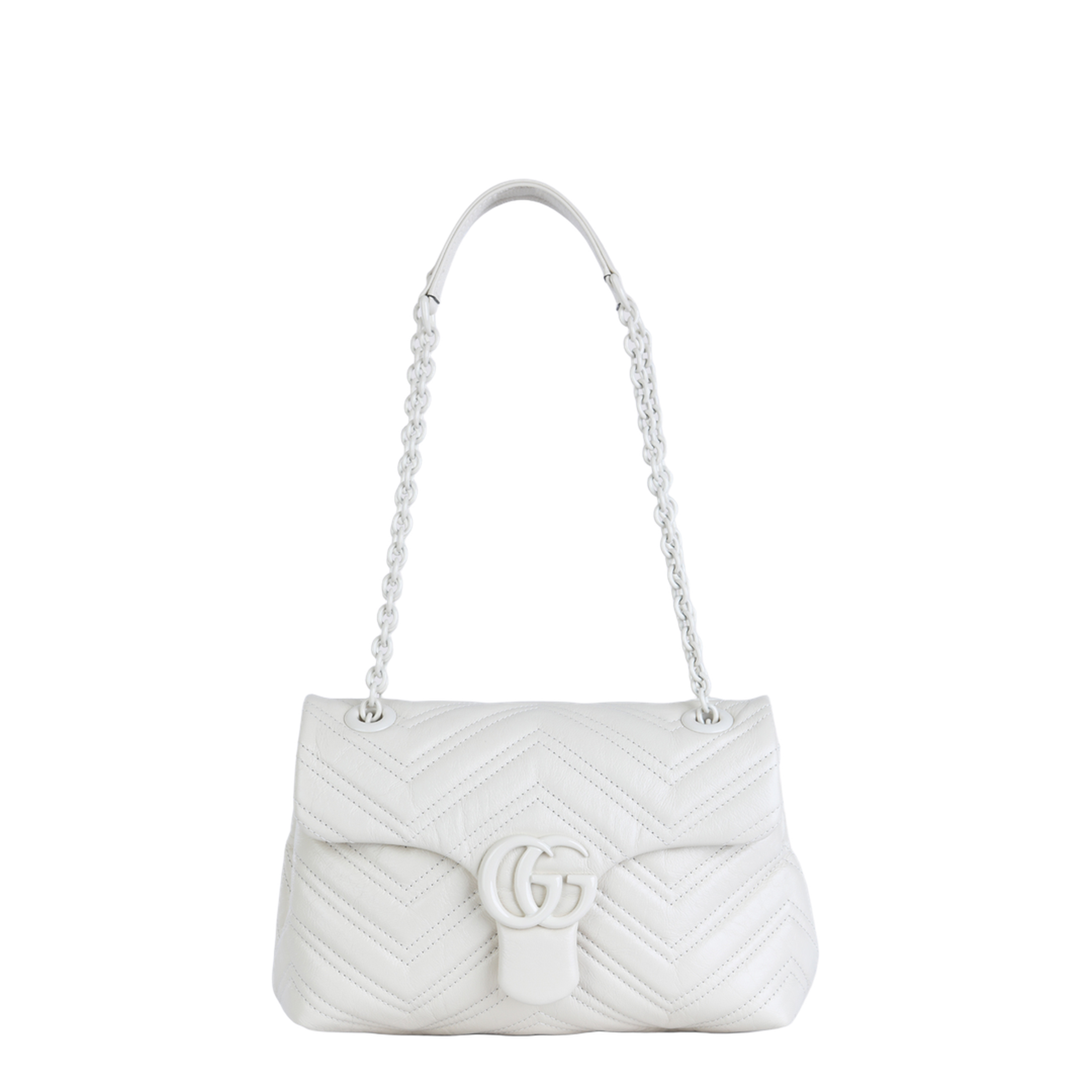 GG Marmont Small Matelassé Chevron Leather Shoulder Bag - Ivory