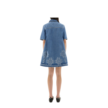 Mini Dress with Sangallo Embroidery