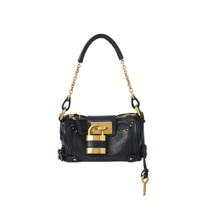 Small Paddington Chain Bag in Grained Leather Black