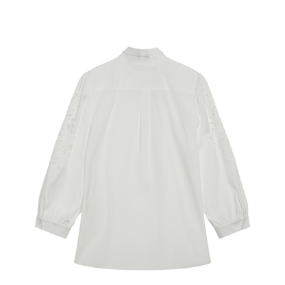White Shirt with Sangallo Embroidery