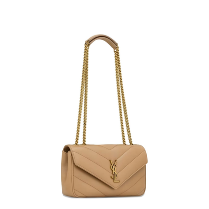 Loulou Small Matelassé Lambskin Crossbody Bag - Natural Tan