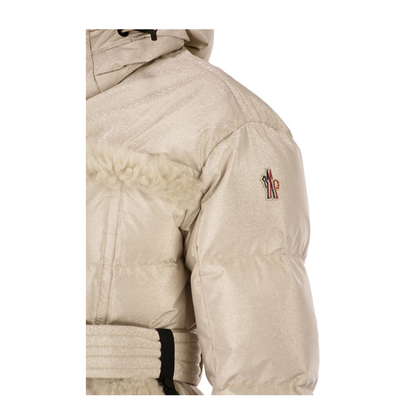 Metallic Ski Jacket With Shearling Hood