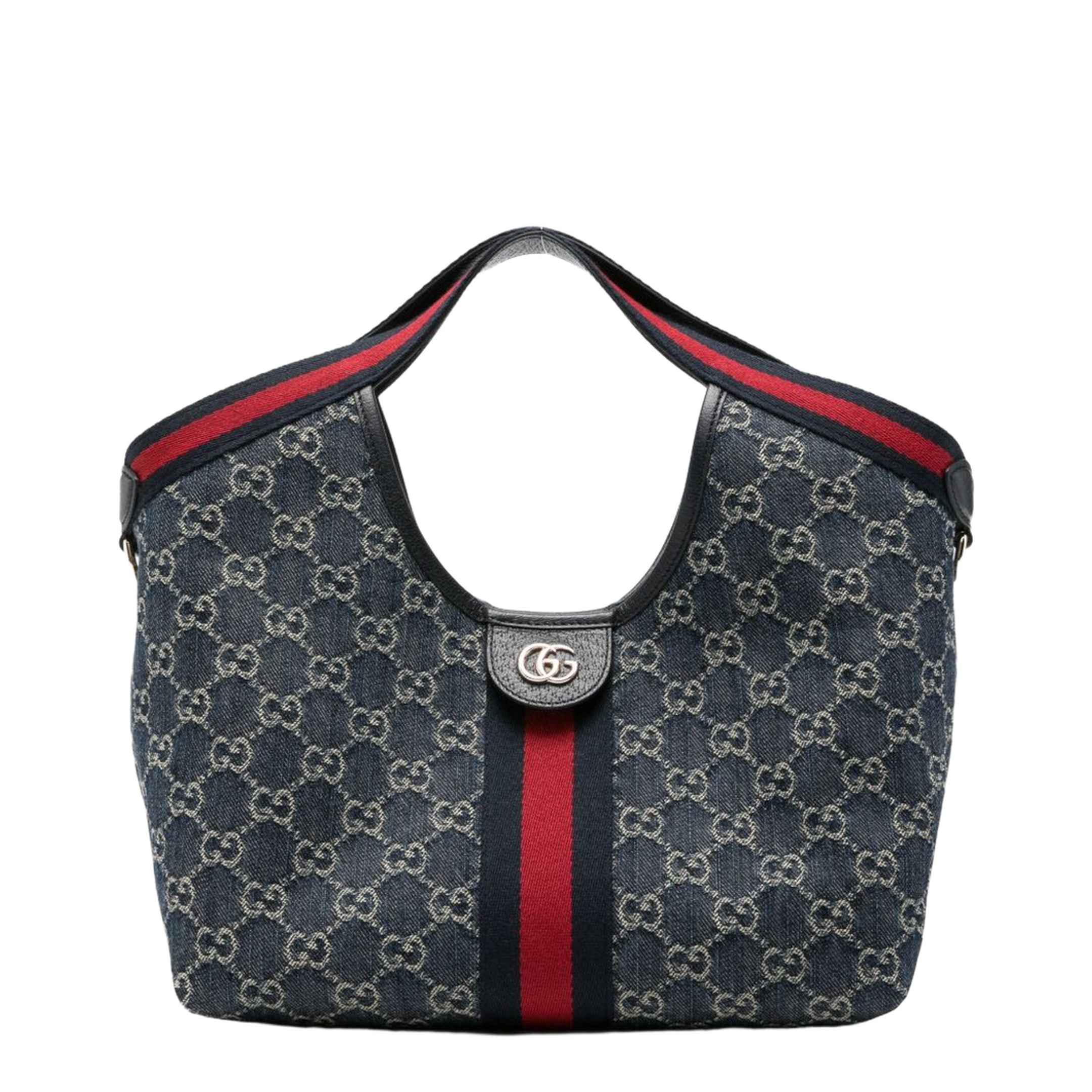 MAYFEYR - Gucci - Giglio Small Tote Bag In Blue And White Gg Denim - 860845FAFRW8864