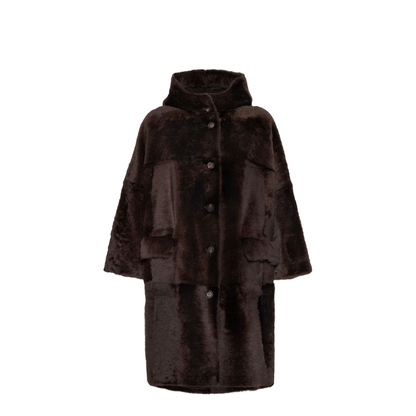 Shearling Reversible Coat in Rust Brown