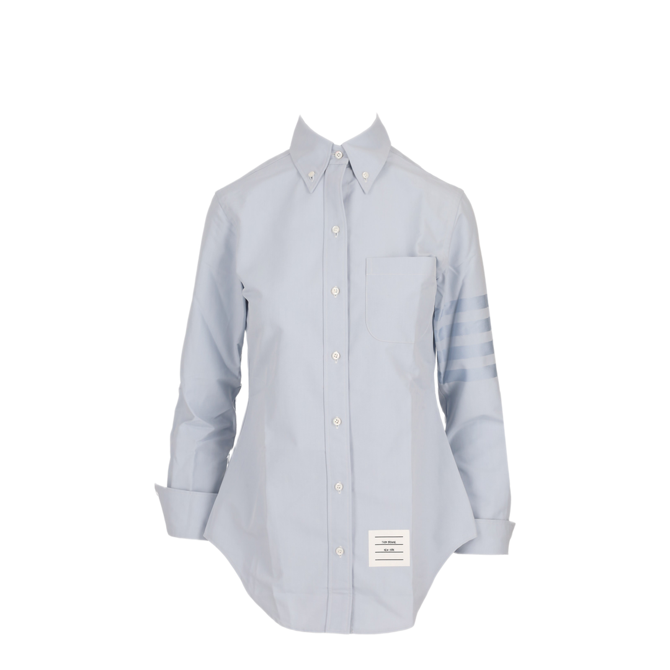 MAYFEYR - Thom Browne - Classic Point Collar Shirt With Engineered Satin Weave 4 Bar In Oxford - FLL005A06496480