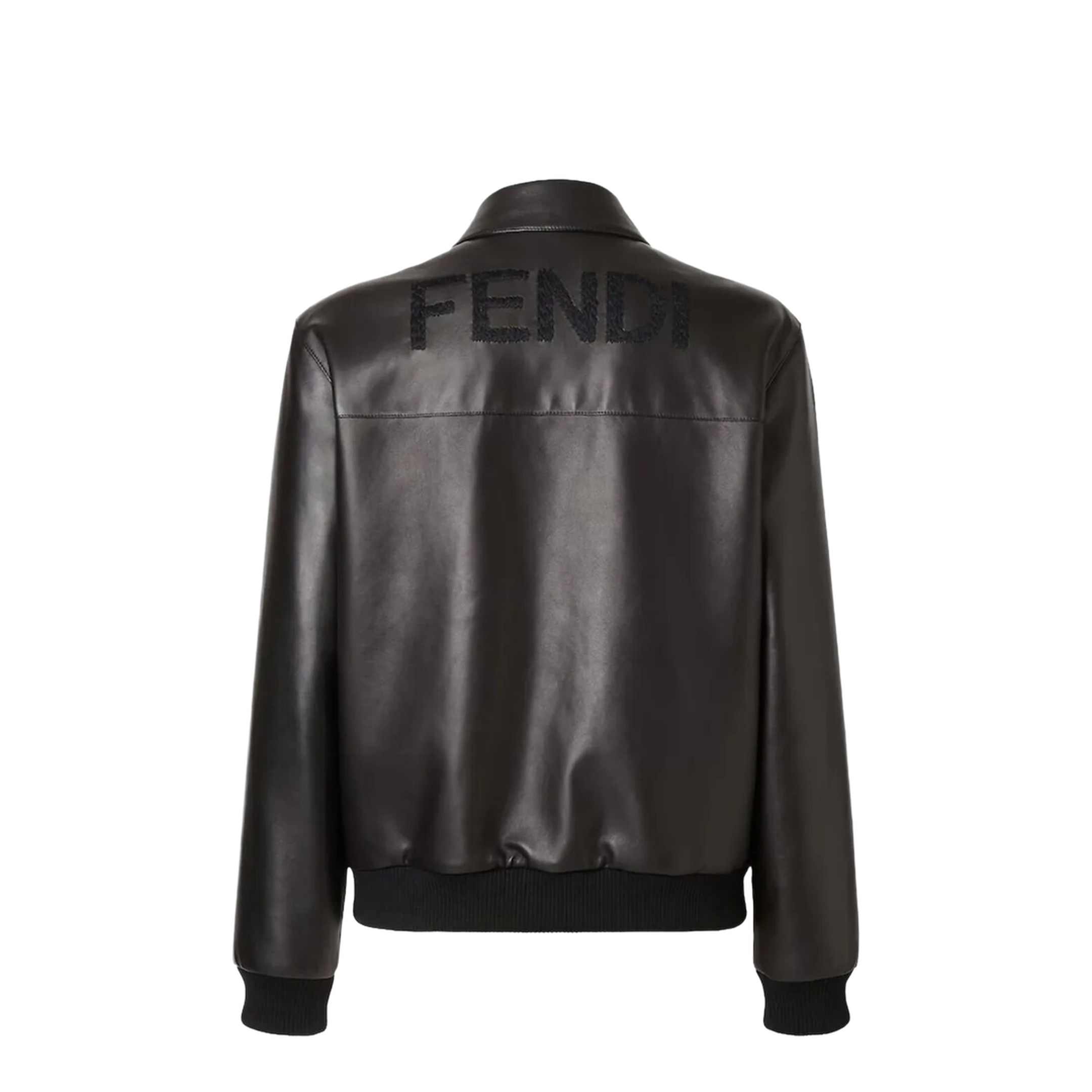 MAYFEYR - Fendi - Leather Bluson With Maxi Lettering Embroidery - FPJ139ATJZ