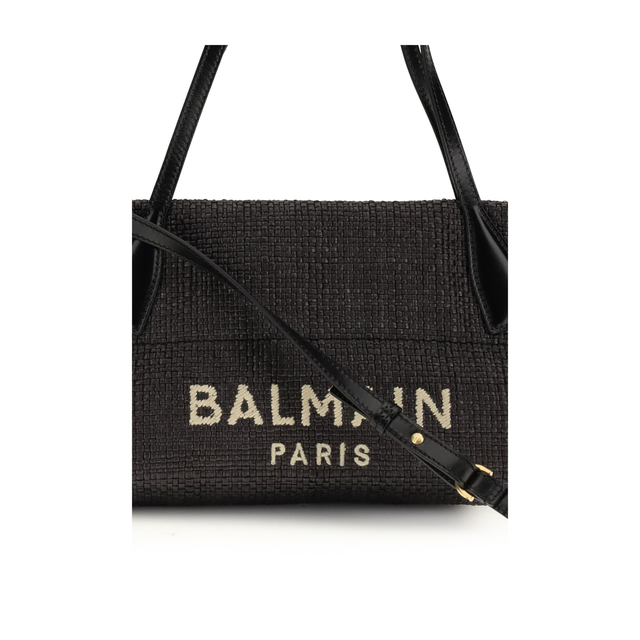 MAYFEYR - Balmain - Calfskin And Raffia Track Shoulder Bag - GN1FD039TRAA