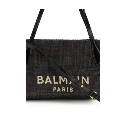MAYFEYR - Balmain - Calfskin And Raffia Track Shoulder Bag - GN1FD039TRAA