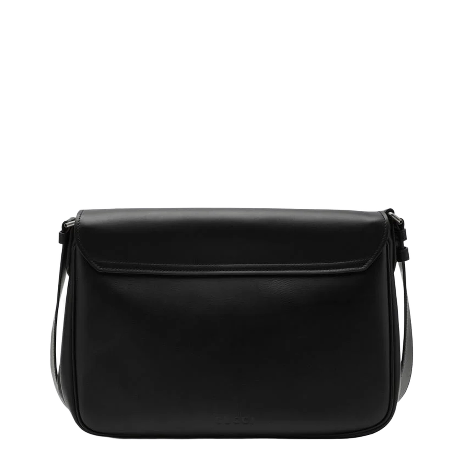 Black Smooth Leather Shoulder Bag