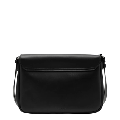 Black Smooth Leather Shoulder Bag