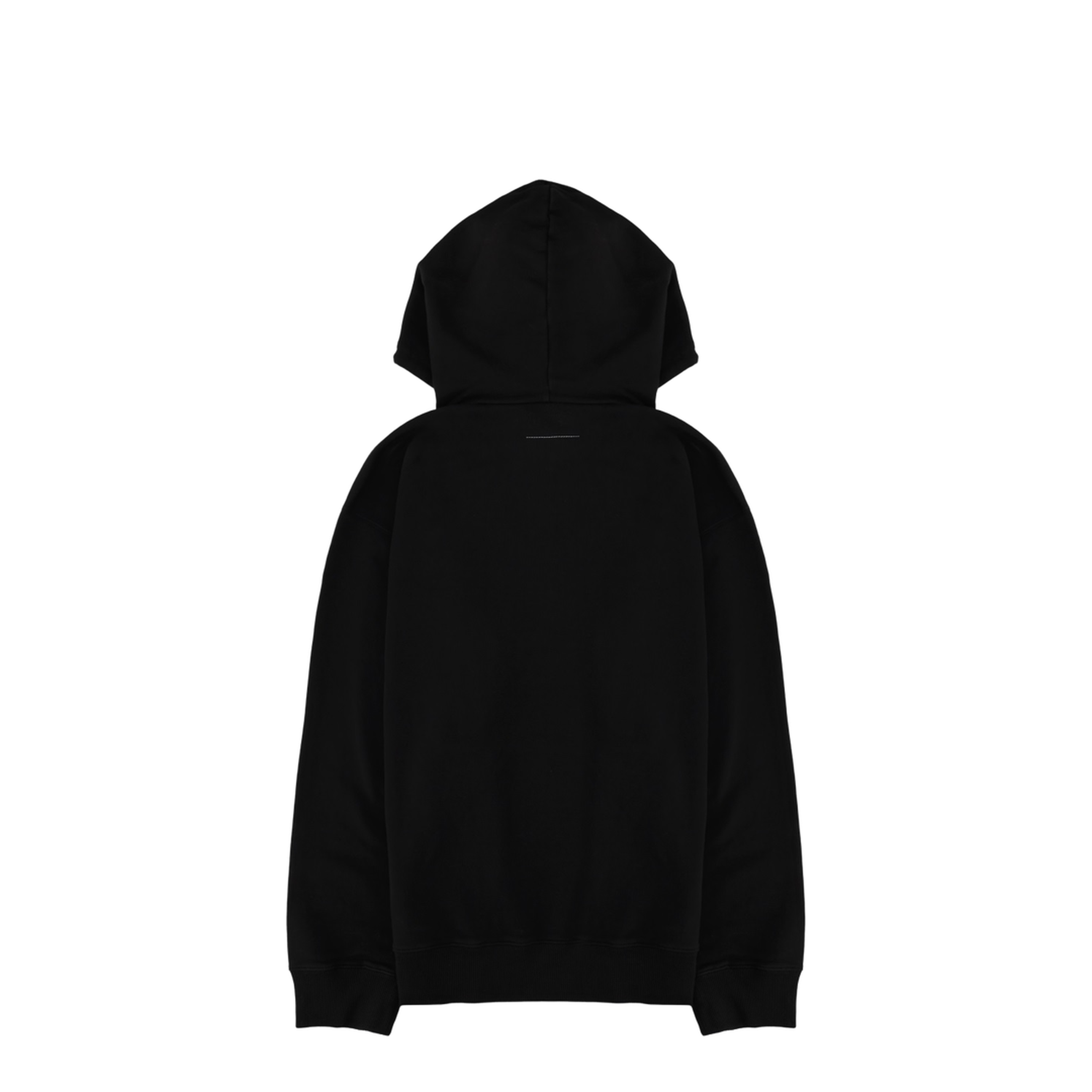 Black Front Pouch Pocket Adjustable Drawstring Hood Ribbed Cuffs Logo Patch Detailing