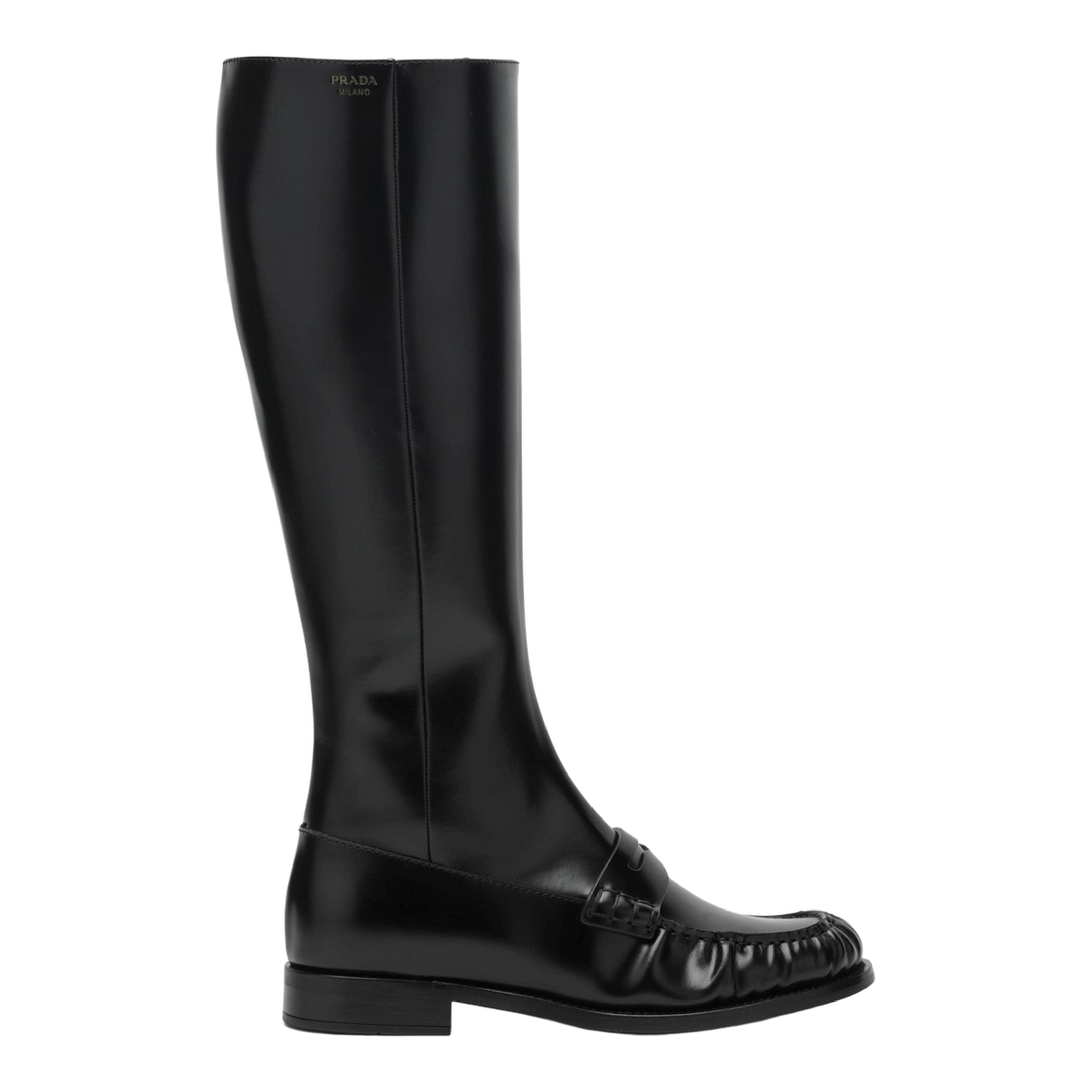 Penny Boots in Black Glossy Leather