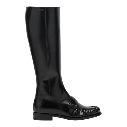 Penny Boots in Black Glossy Leather