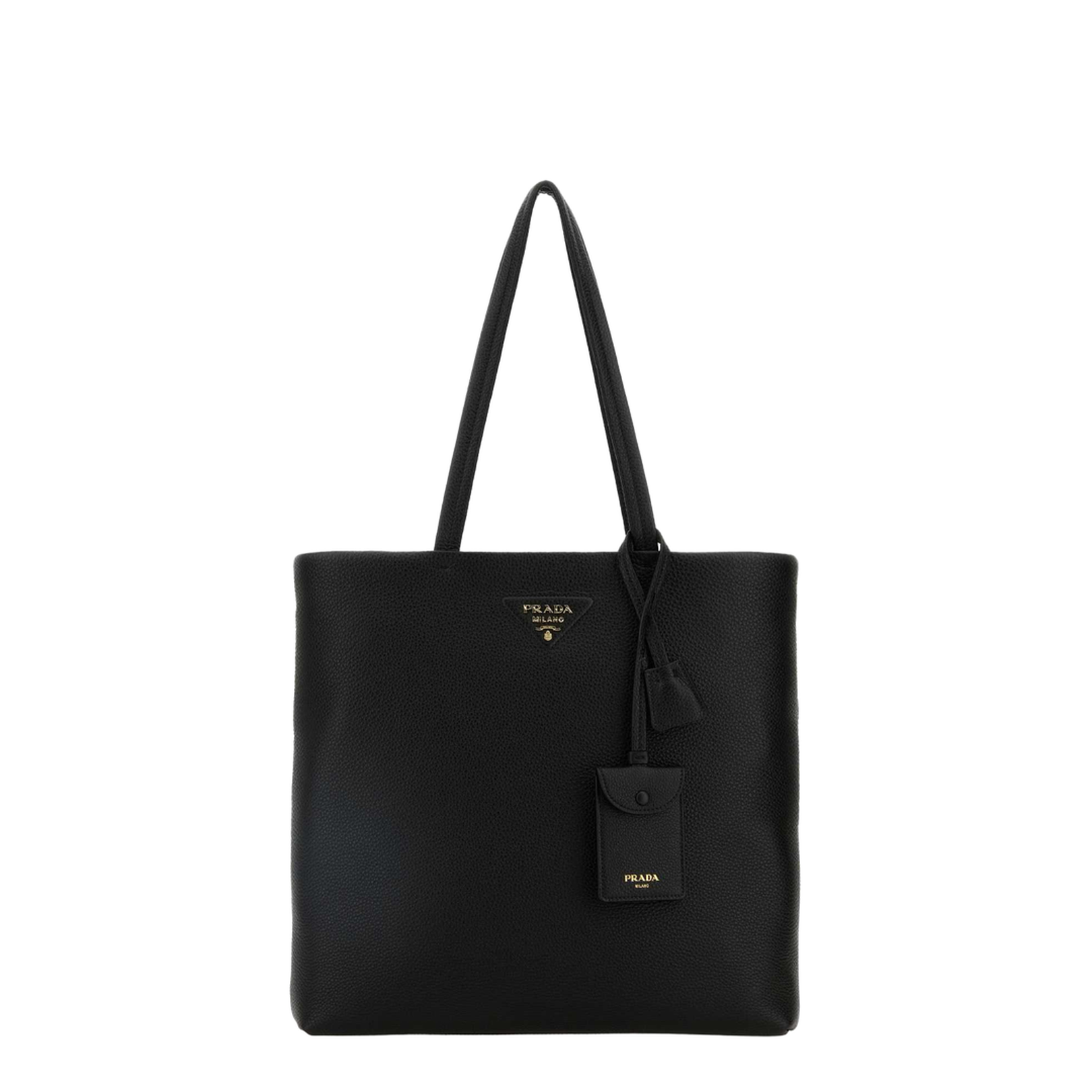 Black Grained Leather Shopping Bag