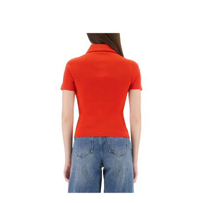 Coral Red Viscose Blend Polo Shirt