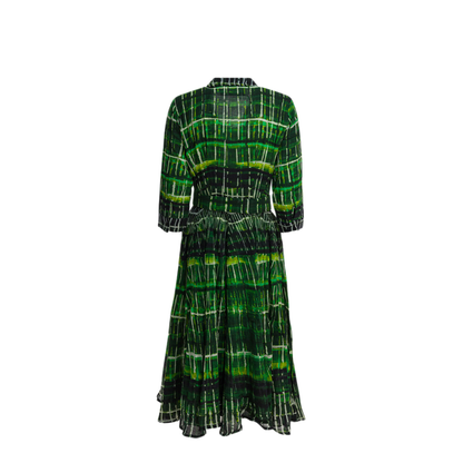 MAYFEYR - Samantha Sung - Wool Midi Dress - ASTERWATERCOLORPLAIDGREEN