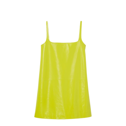 Shiny Leather Mini A-Line Dress