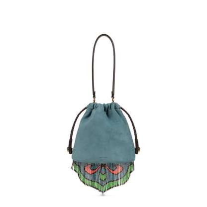 Small Suede Kalispera Bag with Beads and Fringes