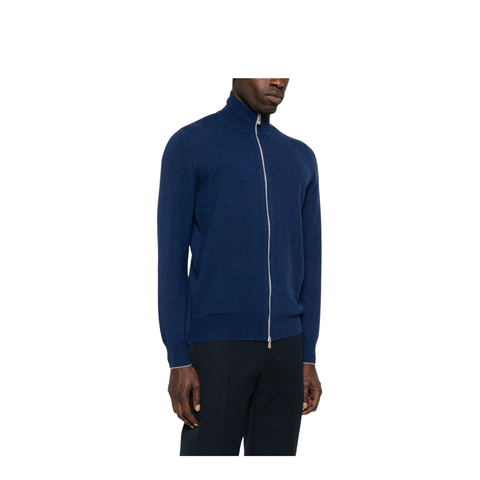 Cashmere Zipped Cardigan In Blue