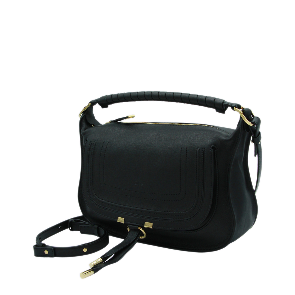 Marcie Small Calfskin Shoulder Bag - Black