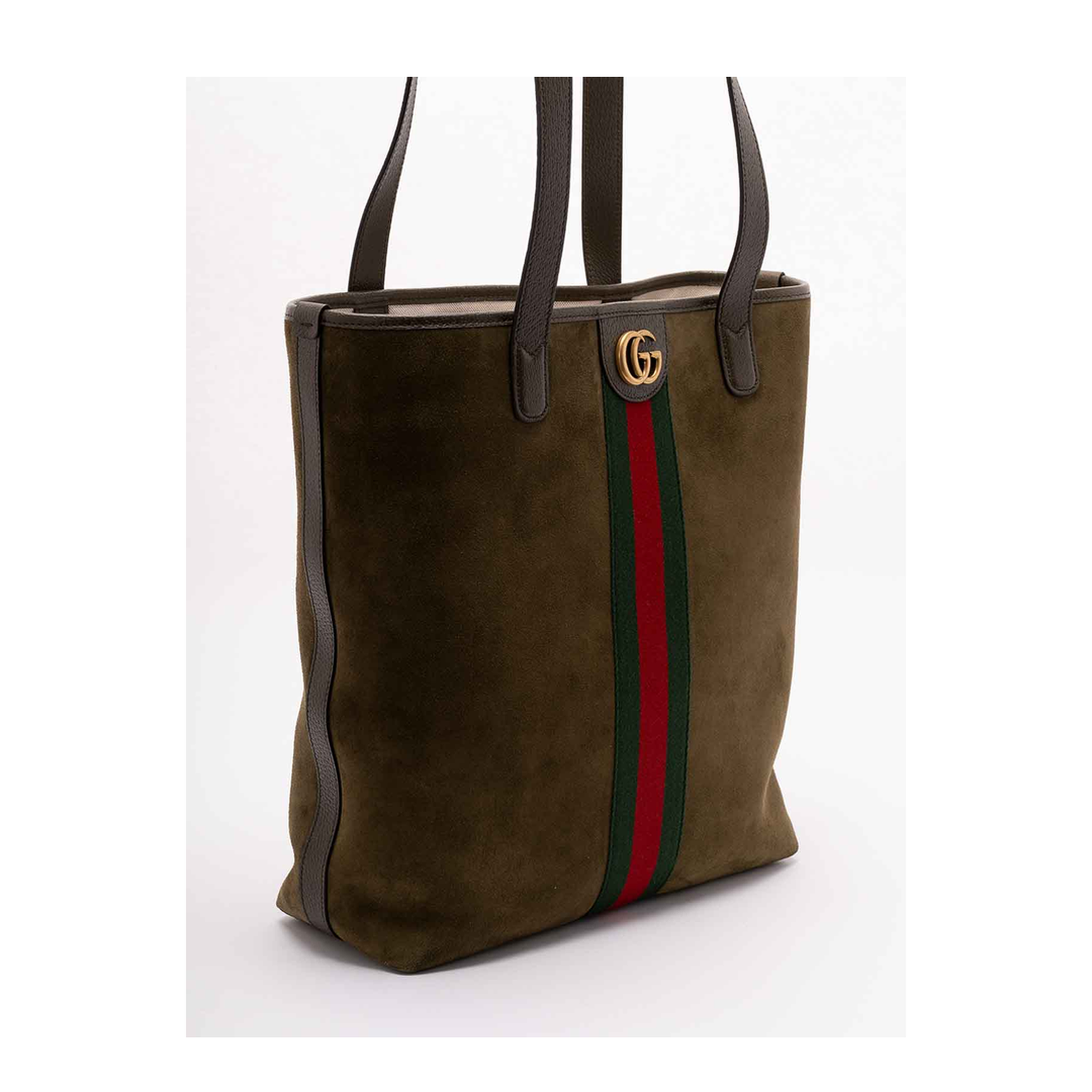 Ophidia Medium Tote Bag Dark Green Suede