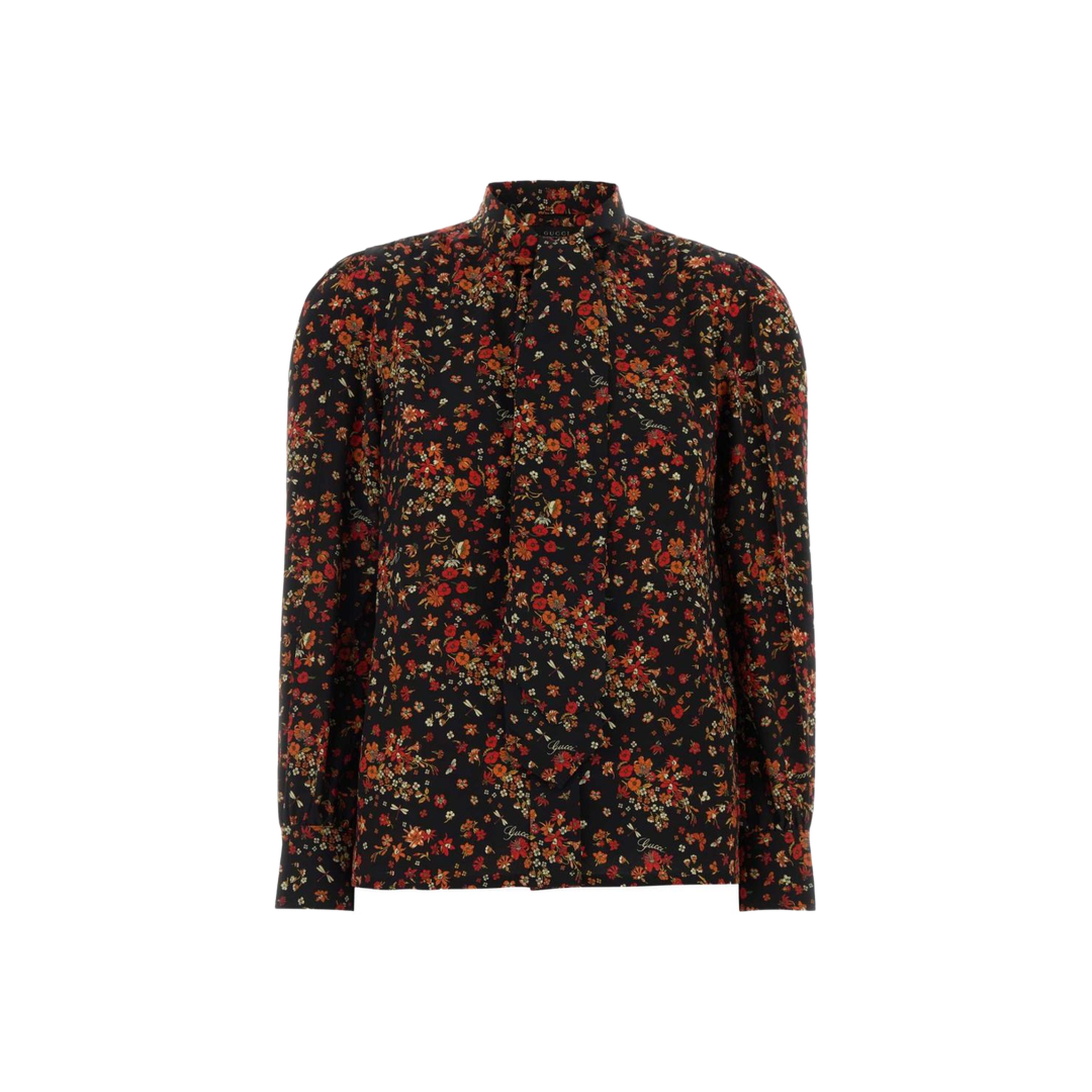 MAYFEYR - Gucci - Printed Silk Shirt In Black And Red - 865102ZAU231072