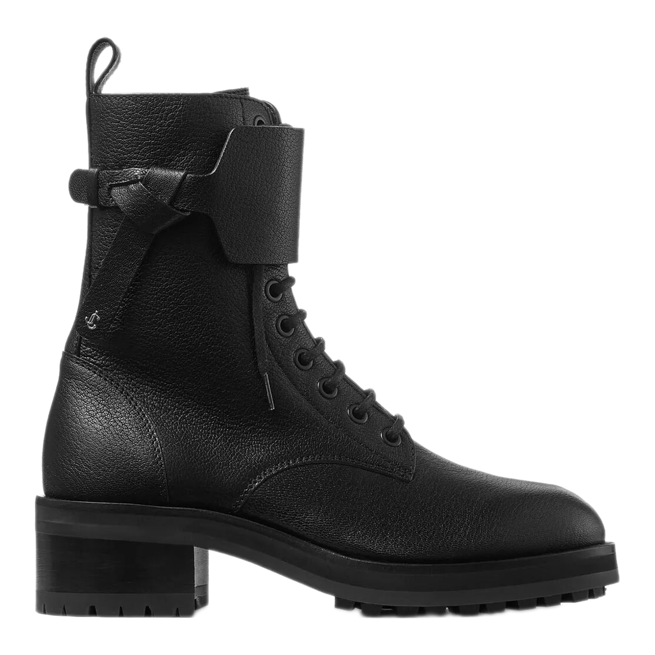 MAYFEYR - Jimmy Choo - Leather Lace-Up Combat Boots - ROSABELFLATGBXBLACK