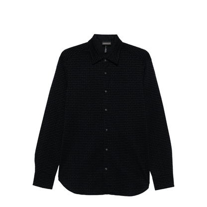 Lyocell Blend Jersey Shirt with All-Over Flocked Logo