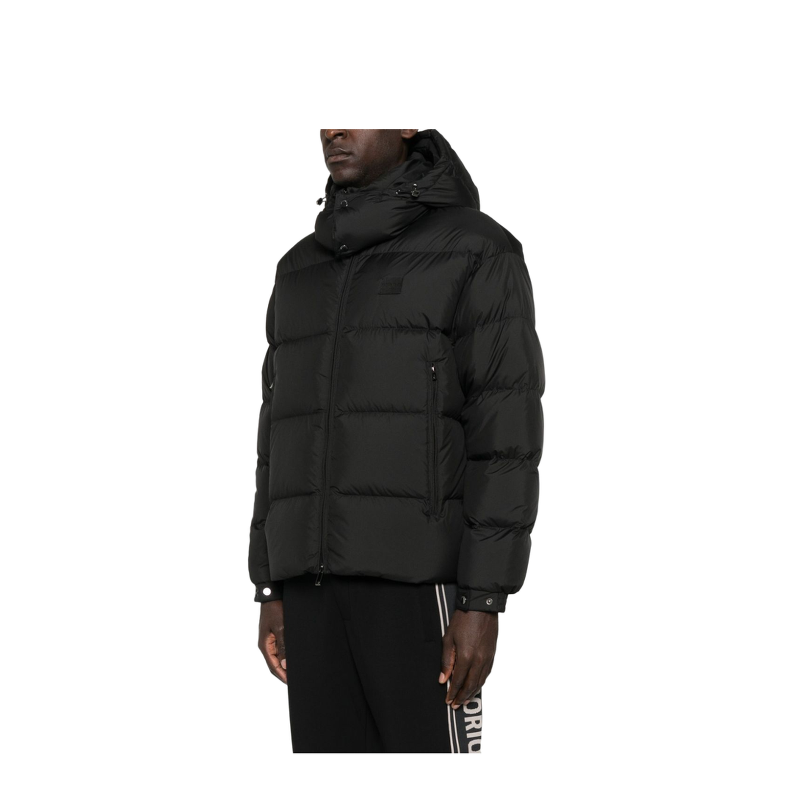 Water-repellent, quilted ripstop nylon hooded down jacket